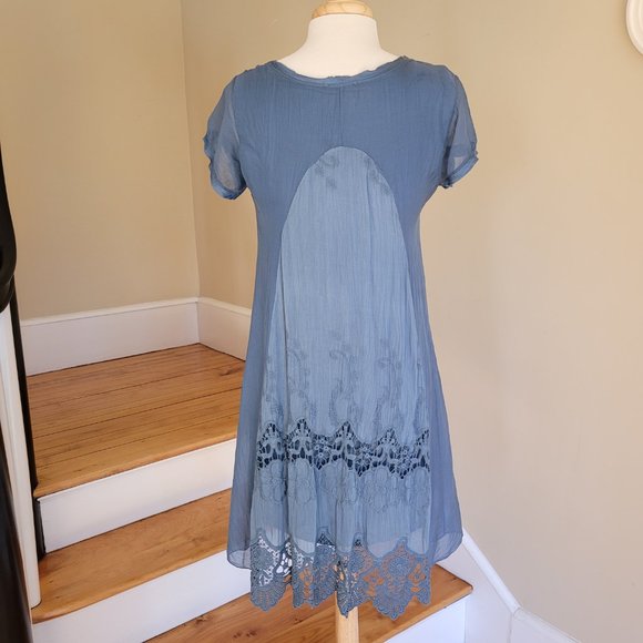 Giulia Silk Blend Boho Shift Dress. Size Small - Picture 2 of 8